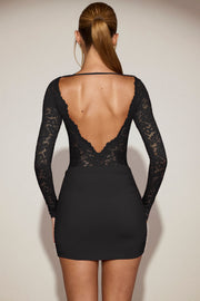 Oh Polly Eirlys robe mini dentelle noire col bateau