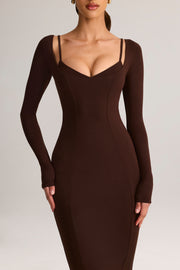 Oh Polly Ori robe midi marron chocolat modal