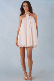 Oh Polly Dresses Mini Robe Evania Ivory chiffon dos nu licou