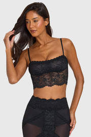 Oh Polly Tops Crop Top Dentelle Noir Mesh 45 cm