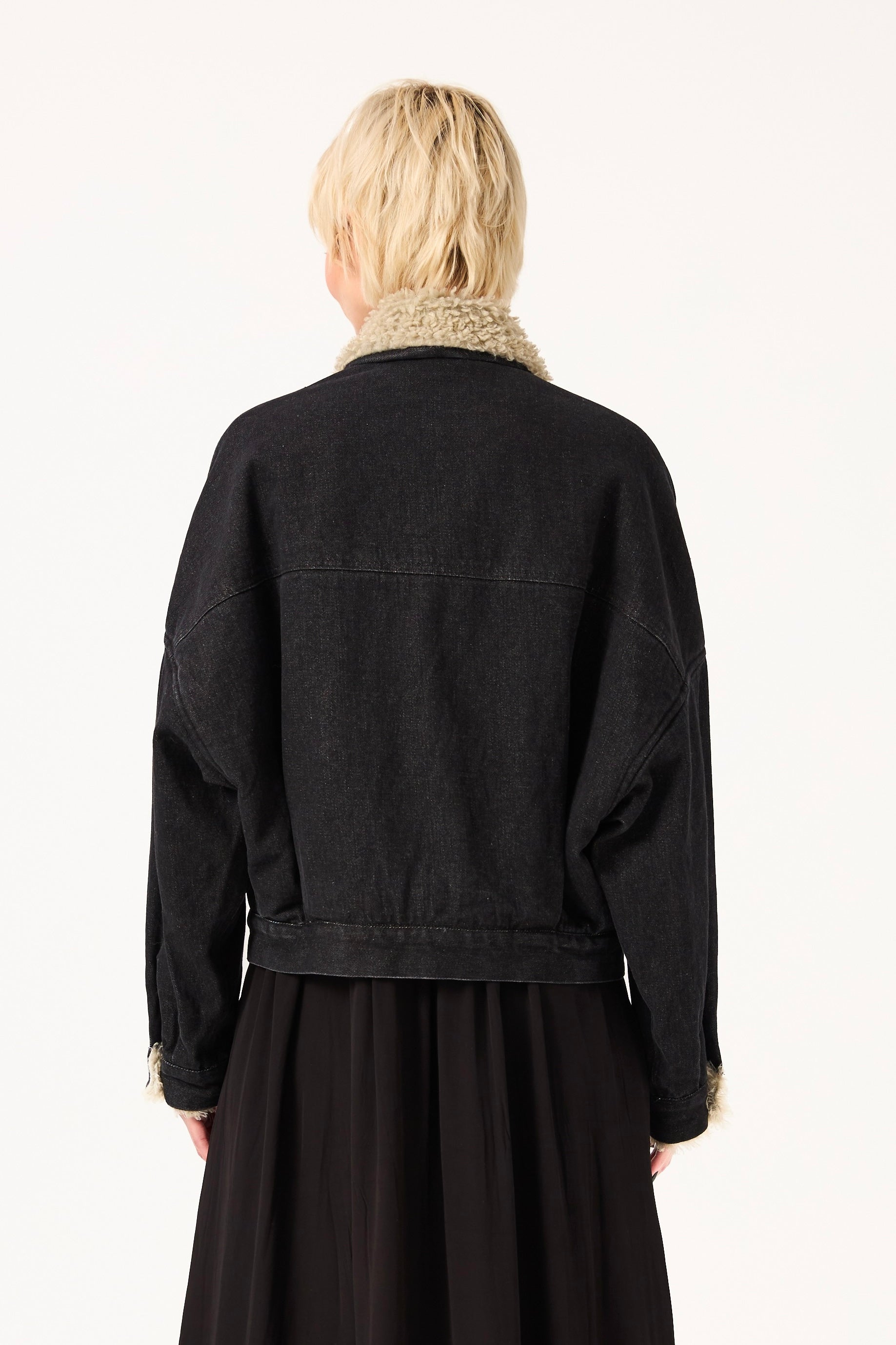 Chicosoleil Yuma veste aviateur noir denim fourrure