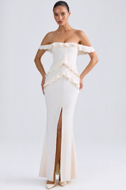 Oh Polly Dresses 7795 robe longue ivoire épaules dénudées