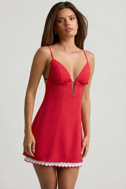 Oh Polly Dresses Seliora A-Line Mini robe rouge dos nu