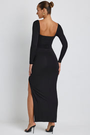 Oh Polly Marcela robe maxi noire modal fendue
