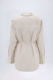 Oh Polly Lerici chemise oversize coton rayure taupe