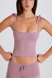 Oh Polly BT2456 Caraco Mauve Maille Côtelée Coton