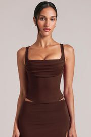 Oh Polly Tops haut marron chocolat col carré modal 16014
