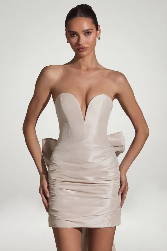 Oh Polly Viviana robe bustier ivoire satin noeud dos