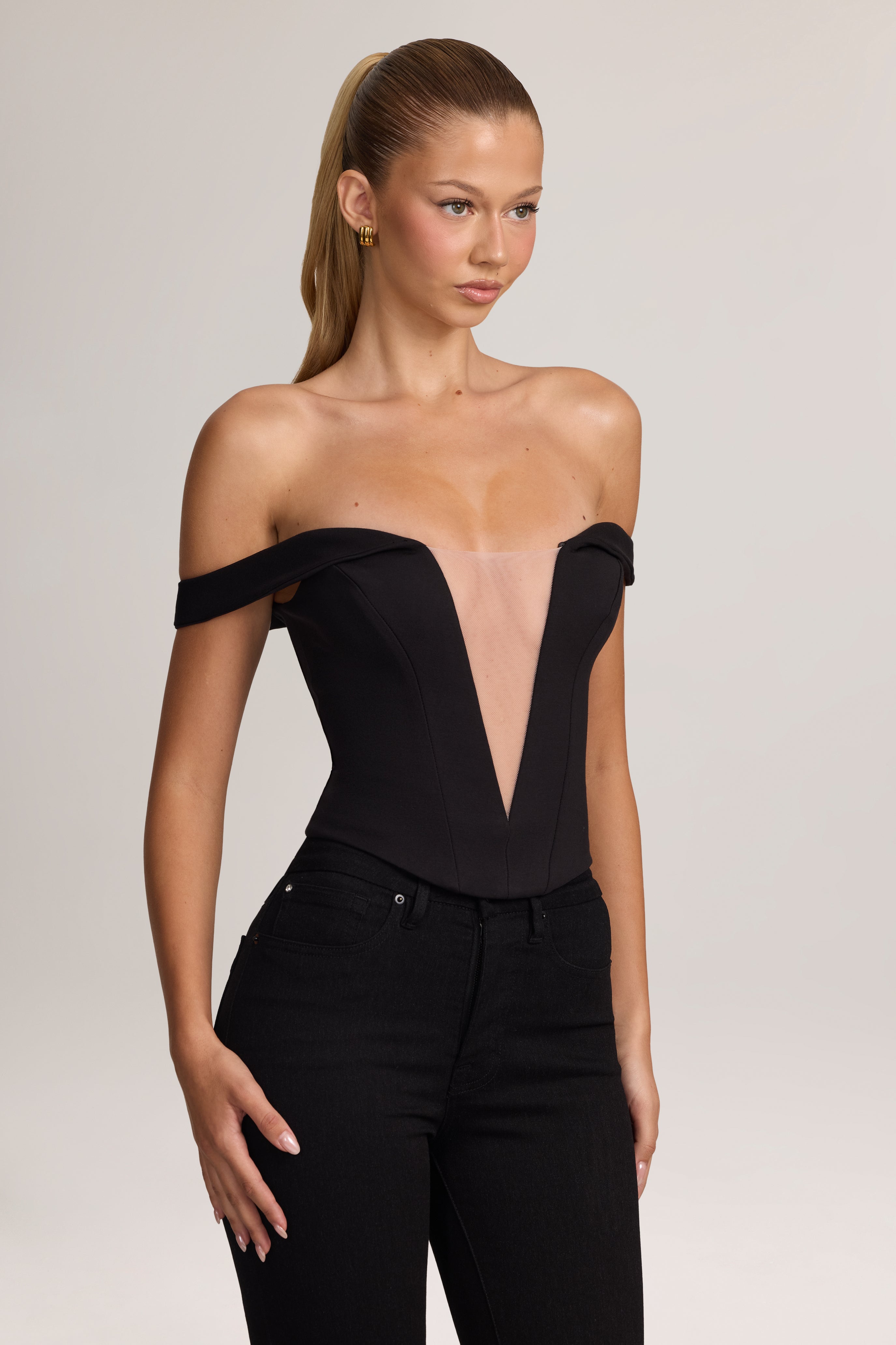 Oh Polly Jenn 16483 top corset bardot noir 8