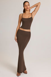 Oh Polly Avenley jupe maxi sirène marron chocolat