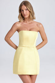 Oh Polly Haisley Mini robe bustier jaune satin