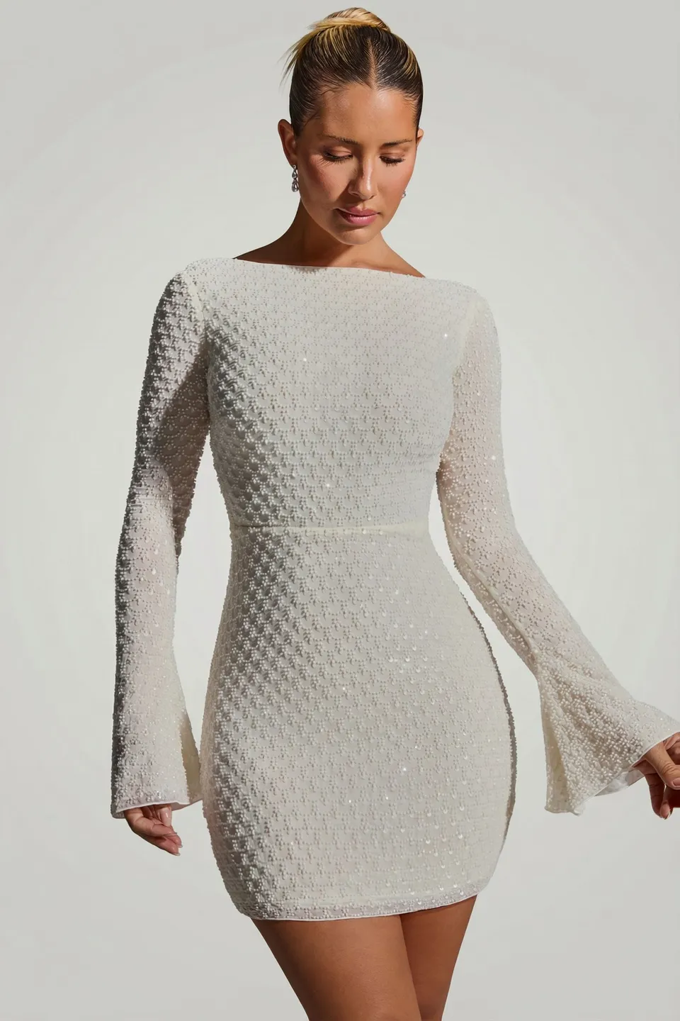 Oh Polly Embellished Grazina robe mini blanche strass