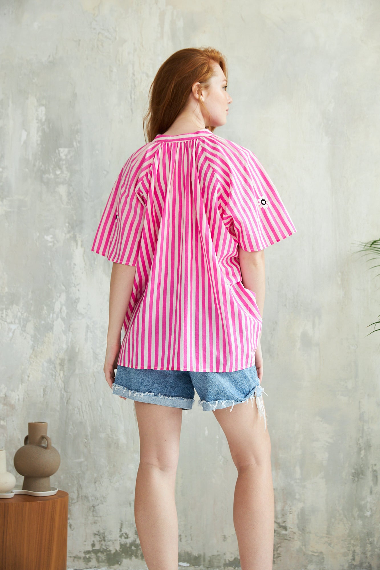 Chicosoleil LEELA top coton Pink Stripe manches courtes