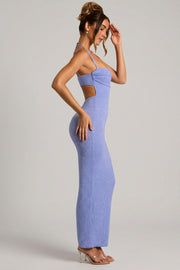Oh Polly Monte Carlo robe maxi bleu lavande perlée