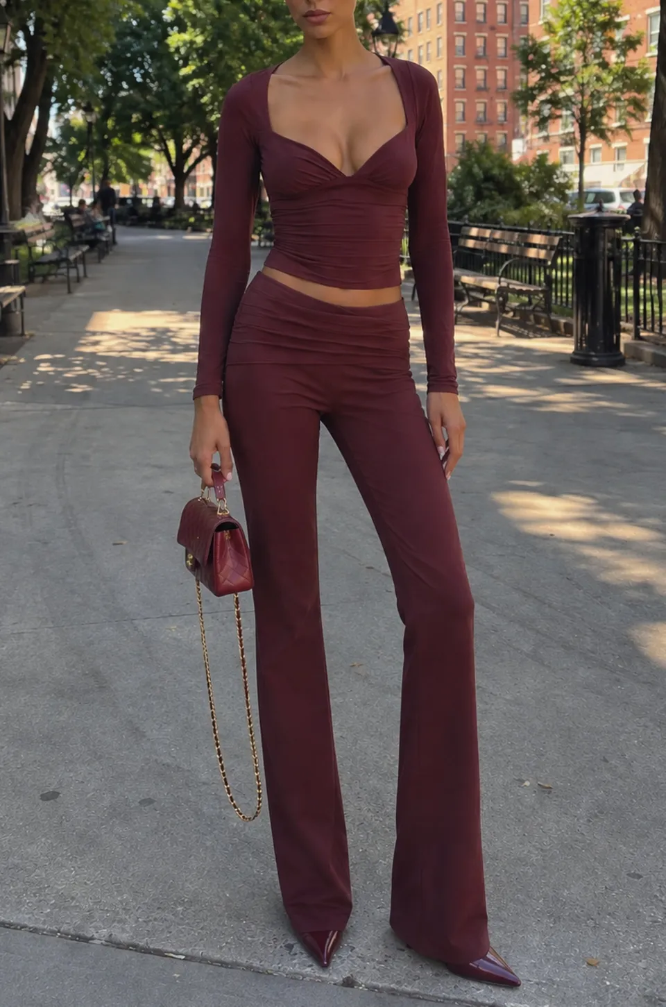 Oh Polly Hollis 6205 pantalon prune modal mi-haute