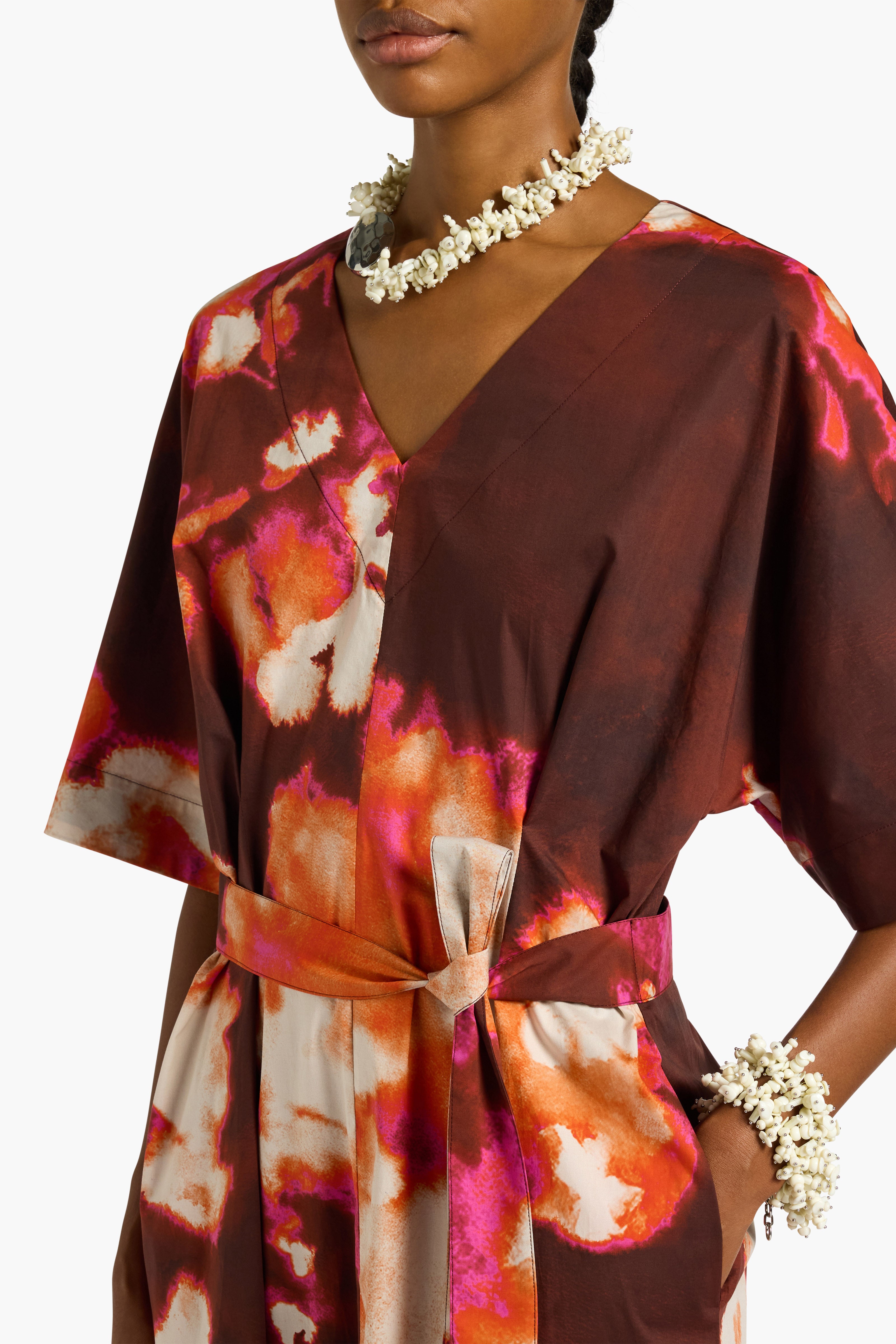Liviana Conti Margot L6SU27 robe midi Fleurs Bordeaux