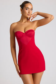Oh Polly Eliska robe mini bustier rouge feu satin