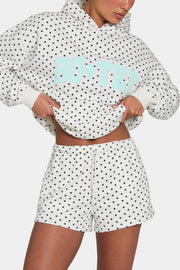 Oh Polly Oversized Applique Hoodie sweat femme noir pois