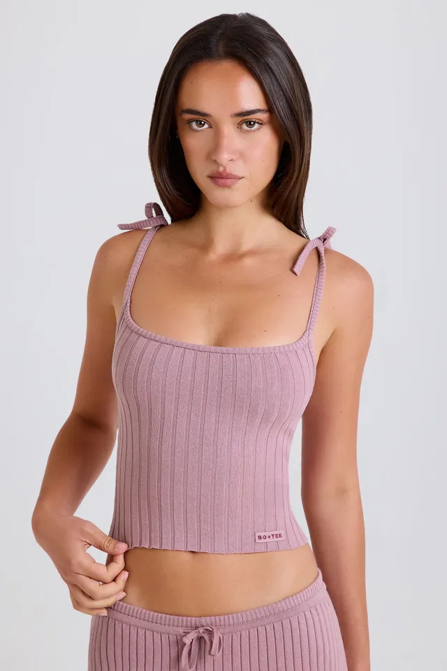 Oh Polly BT2456 Caraco Mauve Maille Côtelée Coton