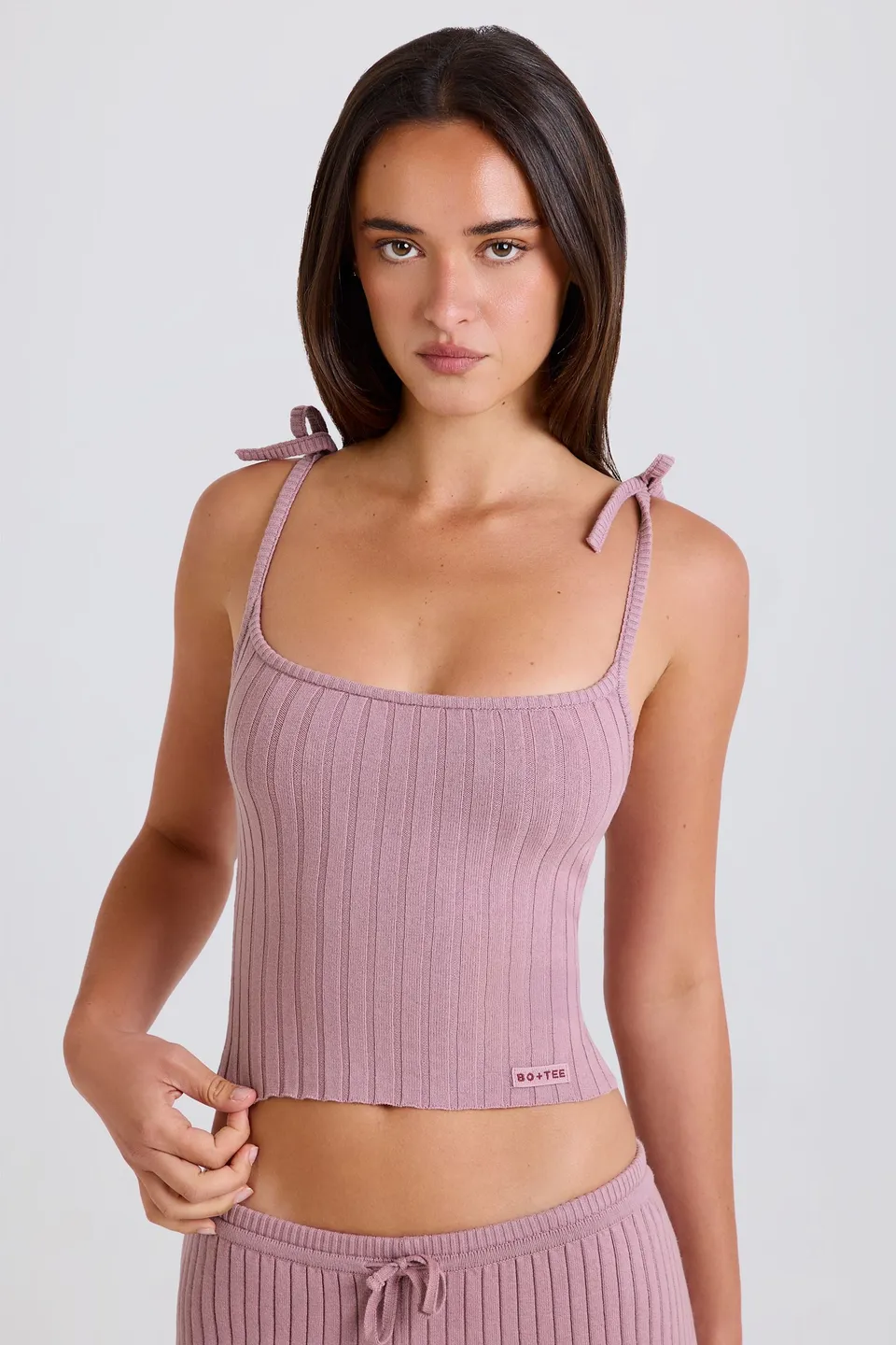 Oh Polly BT2456 Caraco Mauve Maille Côtelée Coton