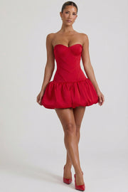 Oh Polly Maribel robe mini rouge bustier satin