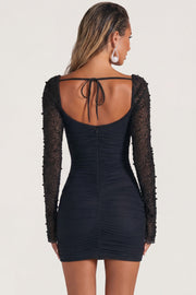 Oh Polly St. Germain mini robe perles noir 4557