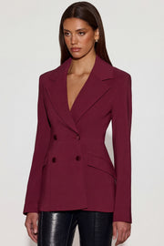 Oh Polly Marika Blazer Bordeaux Croisé Cintré Structuré