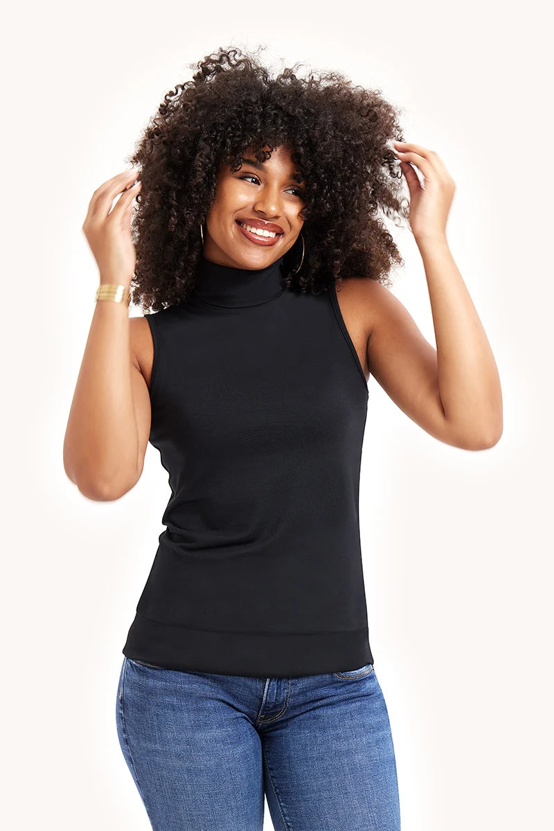 THELMA & ROSE Alix top col roulé sans manches noir 38