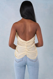 Oh Polly Virelle Haut Dos-Nu Halter Jaune Beurre Chiffon