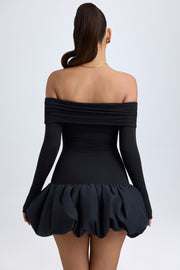 Oh Polly Serra mini robe noire épaules dénudées modal