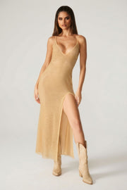 Oh Polly Embellished Lyric robe longue strass doré