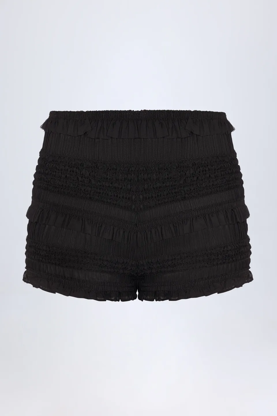 Oh Polly Orla Mini Short Noir Volants Taille Mi-Haute