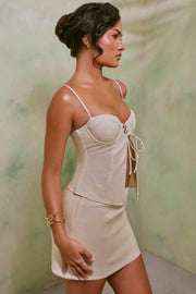 Oh Polly Galina mini jupe blanche en lin fendue