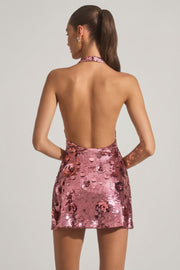 Oh Polly 14407 robe sequins rose licou mini