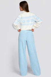 Oh Polly Jogging Large Taille Mi-Haute Bleu Clair en Maille