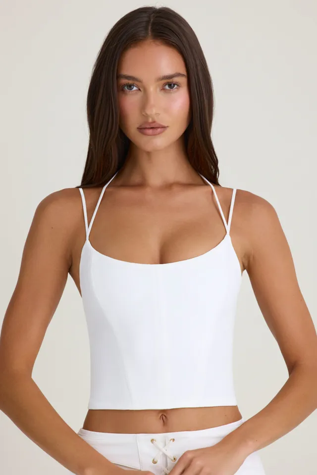 Oh Polly Tops 9399 top corset licou blanc bretelles ajustables