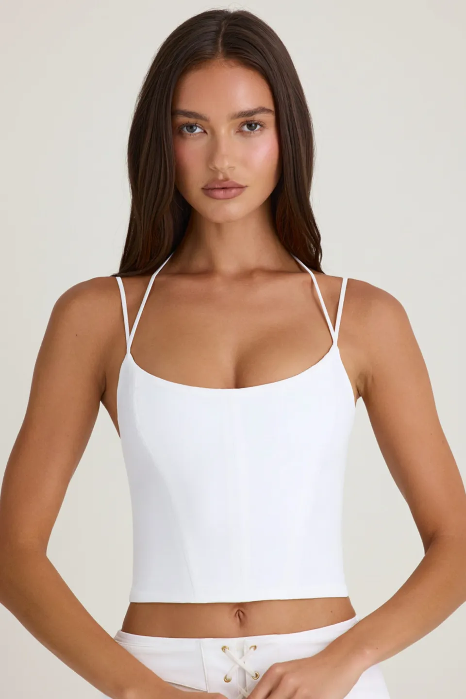 Oh Polly Tops 9399 top corset licou blanc bretelles ajustables