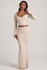 Oh Polly Vanda jupe maxi dentelle ivoire