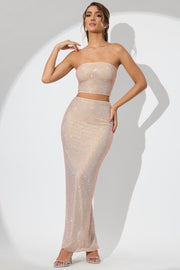 Oh Polly Fausta Jupe Maxi Champagne Strass