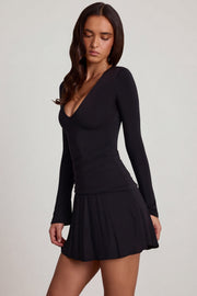 Oh Polly Dresses Carielle robe noire jersey évasée