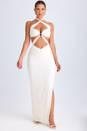 Oh Polly Kalyani robe maxi blanche dos nu fente