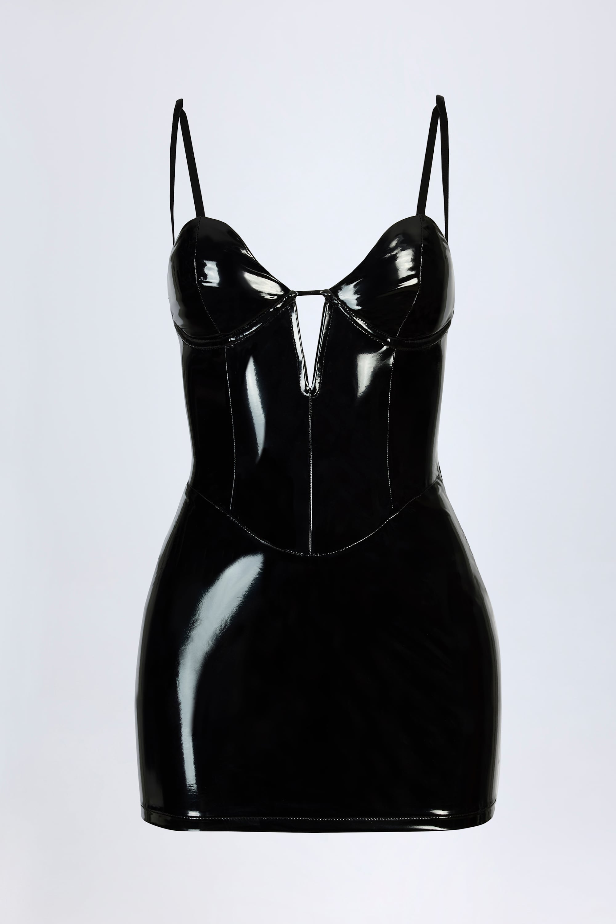 Oh Polly Coratina Mini Robe corset vinyle Noire bustier