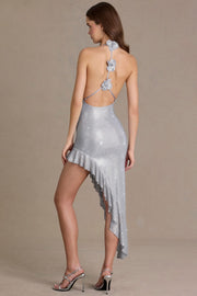 Oh Polly Embellished Robe Maxi Asymétrique Strass Diamant