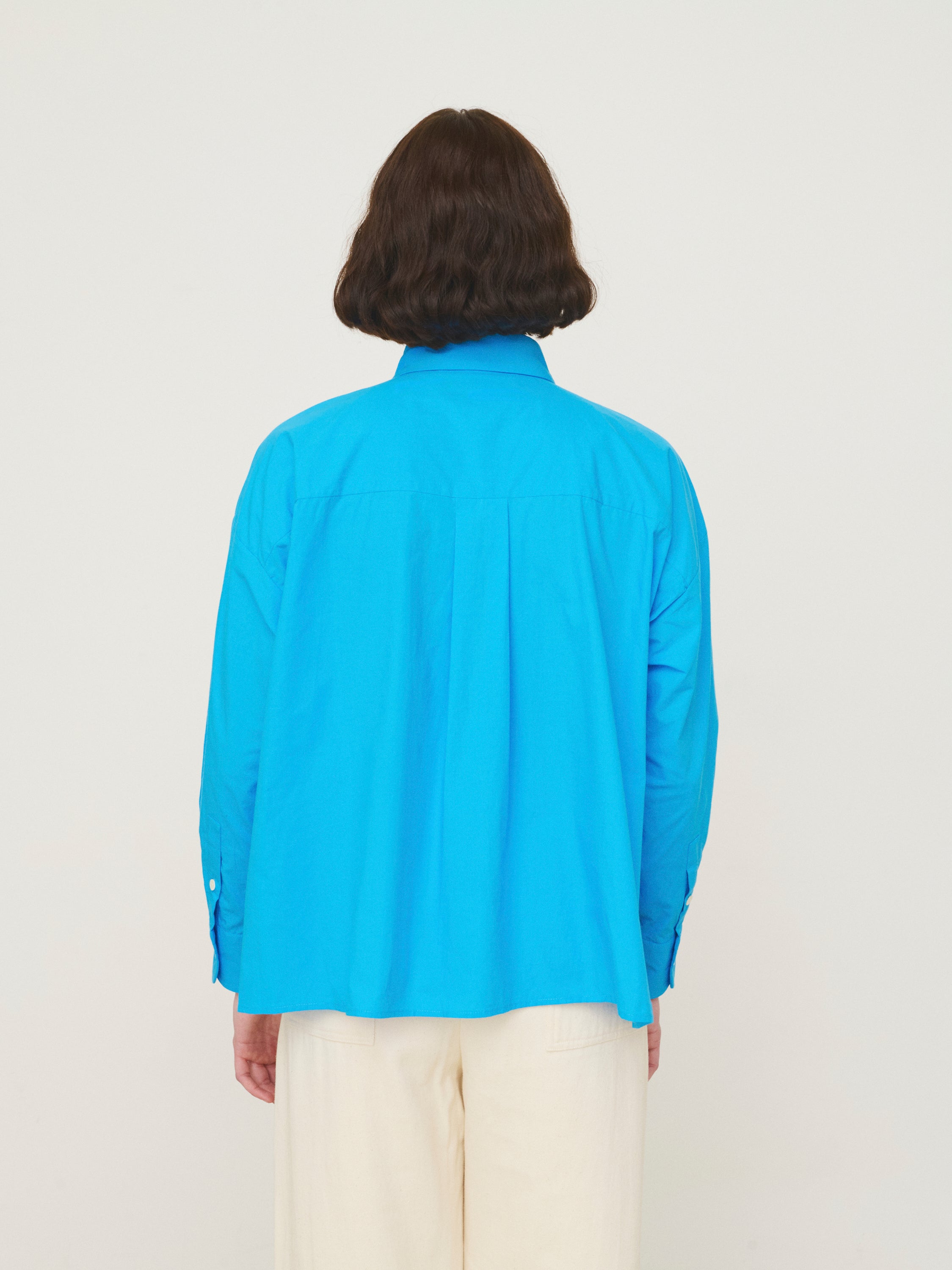Mii Greta chemise brodée bleu turquoise
