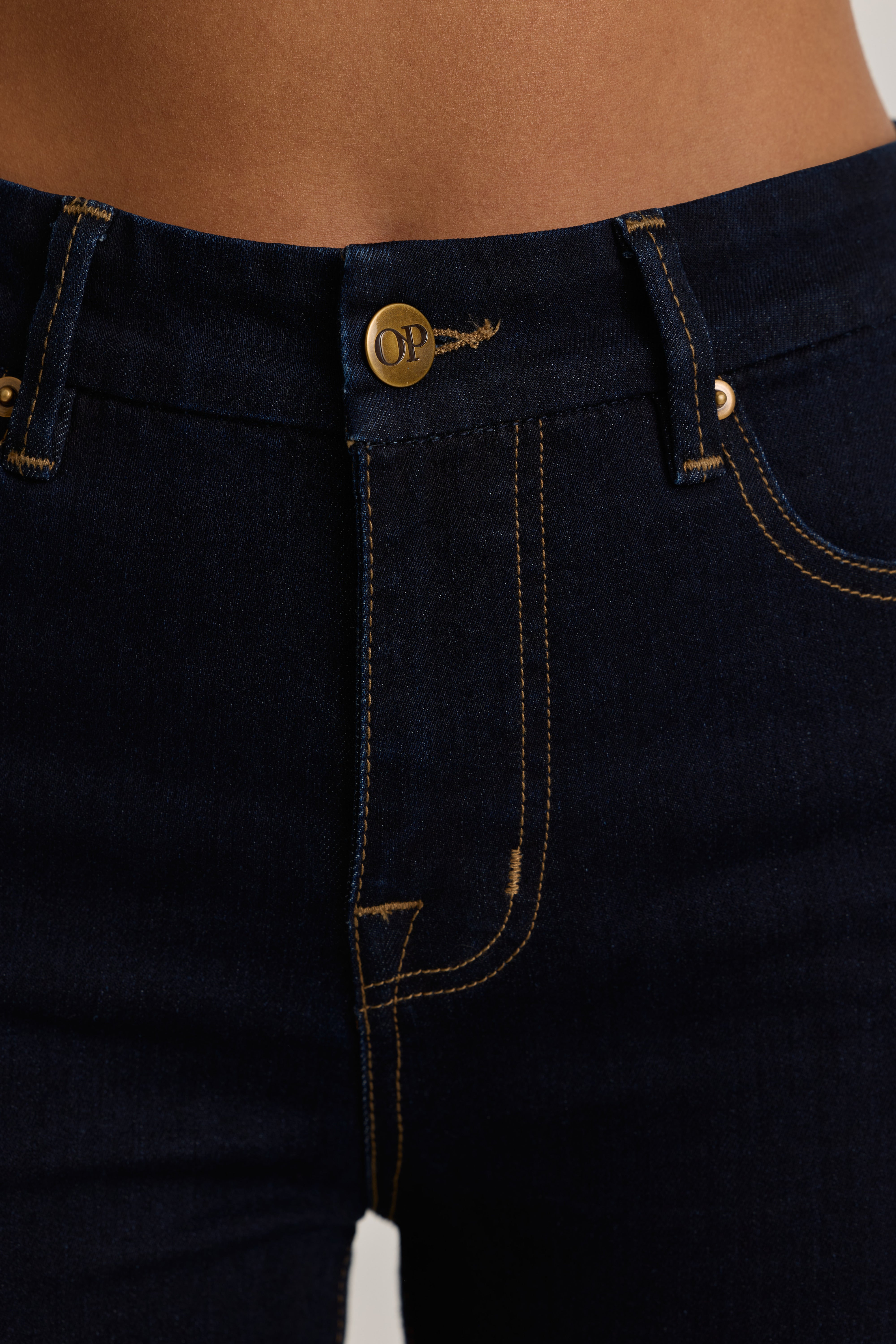 Oh Polly Lola Jean Flare Taille Haute bleu foncé