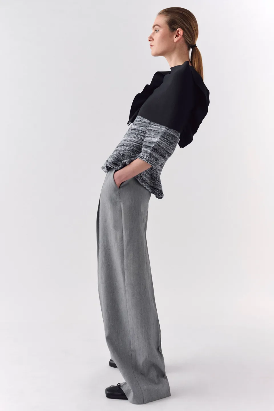Liviana Conti Arthur pantalon palazzo pied de poule noir lin