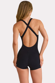 Oh Polly Bo+Tee Soft Active Unitard combishort noir col V