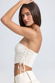 Oh Polly Dalani top corset bandeau écru à lacets