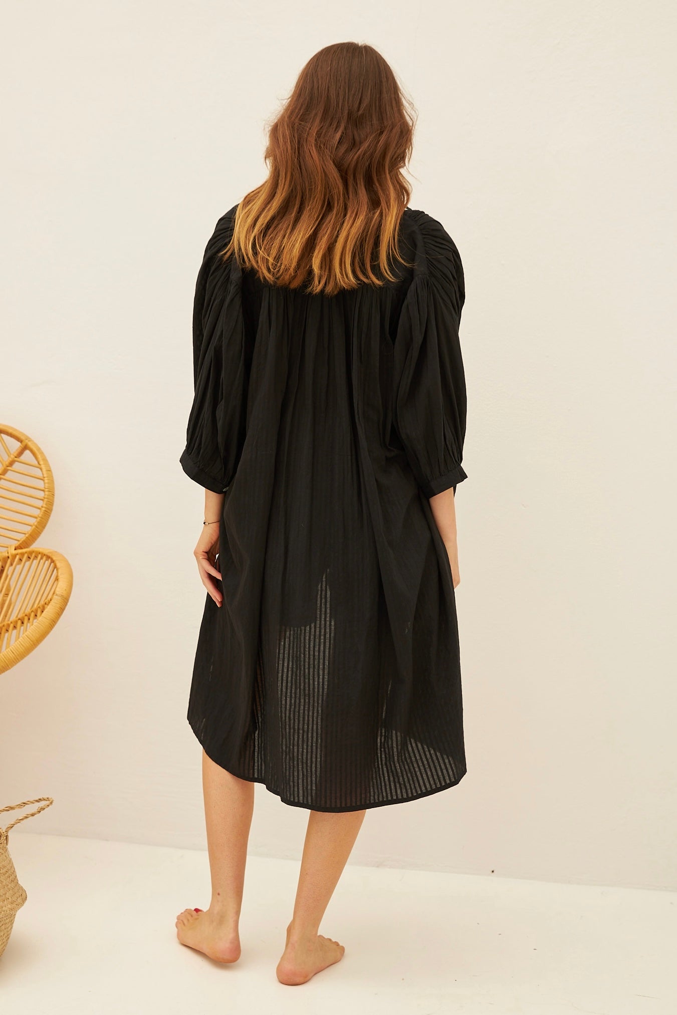 CHICOSOLEIL VEGA Tunique Noire Coton Stripe