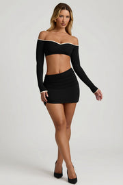 Oh Polly Mari 13623 mini jupe modal noire asymétrique